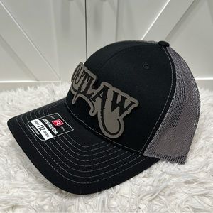Laser engraved, Outlaw, Richardson 112 trucker hat.